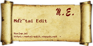 Mátai Edit névjegykártya